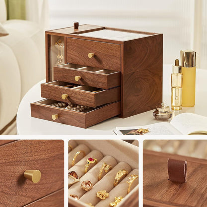 Large Wooden Jewelry Box with Drawers SKU 21115