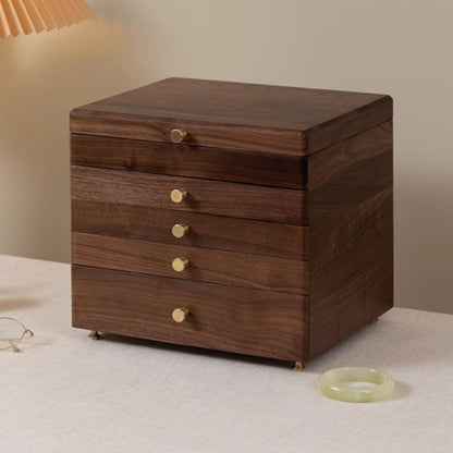 Solid Walnut Wood Jewelry Box with Drawers SKU 21136