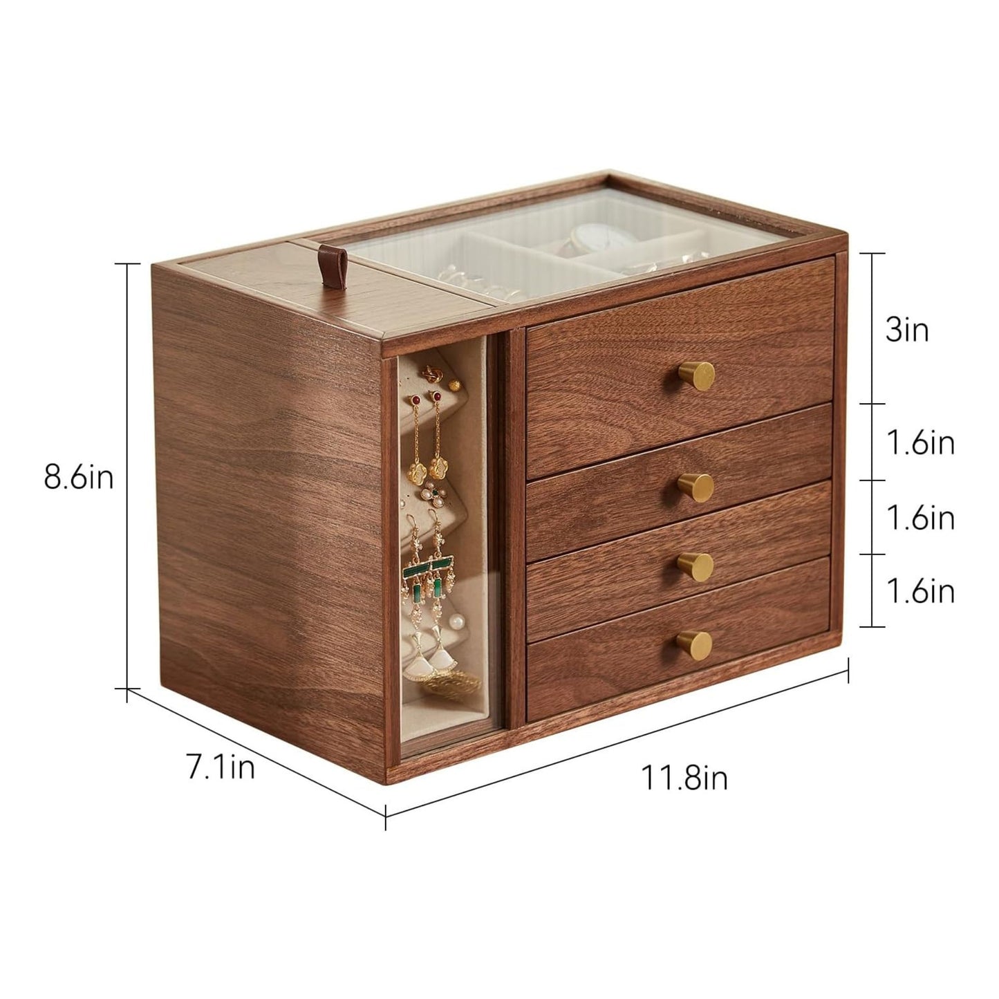 Large Wooden Jewelry Box with Drawers SKU 21115