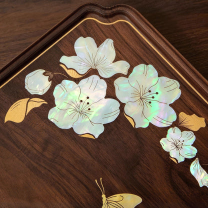 Solid Walnut Jewelry Box with Mother-of-Pearl Inlay SKU 21195