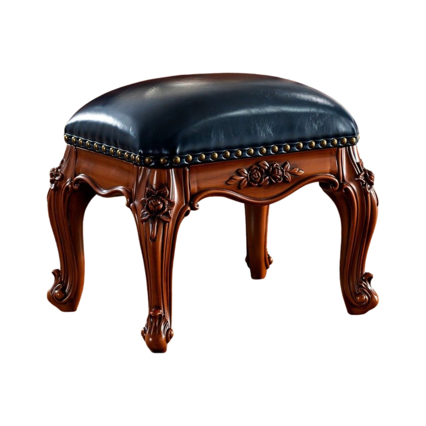 Solid Wood Upholstered Accent Stool Ottoman SKU 52001