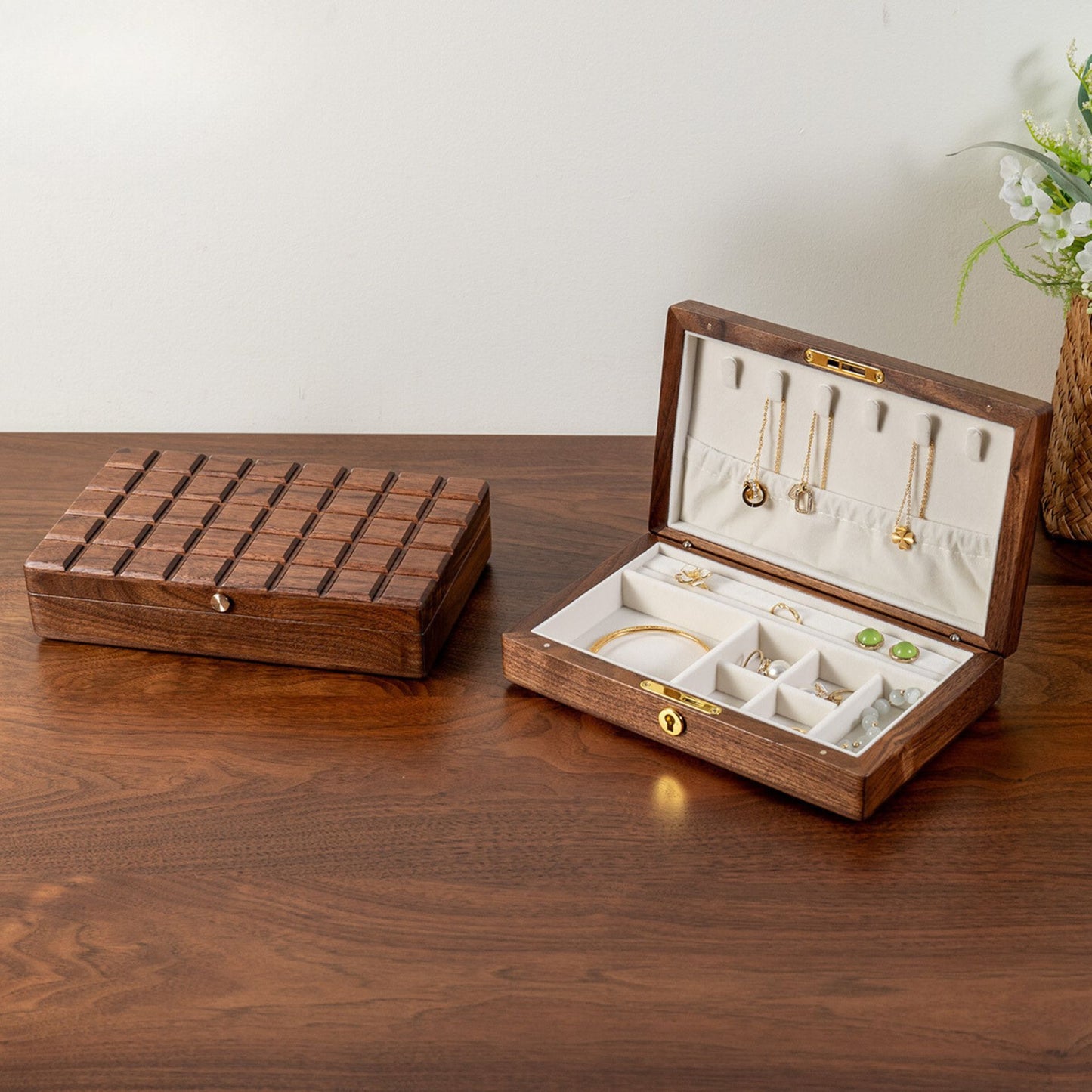 Chocolate Style Solid Walnut Wood Jewelry Box SKU 21123