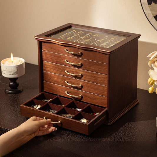 Large Wooden Jewelry Box Organizer with Drawers SKU 21157