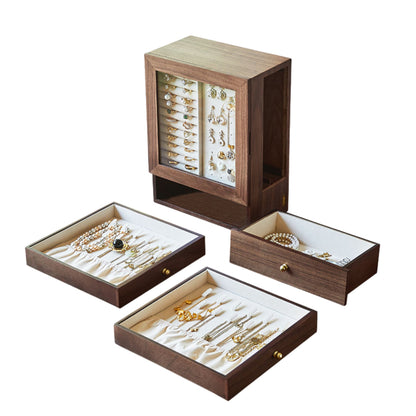 Walnut Wood Jewelry Box with Vertical Storage SKU 21127