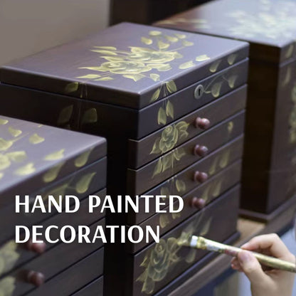 Wooden Jewelry Box with Hand Painted Decoration SKU 21143