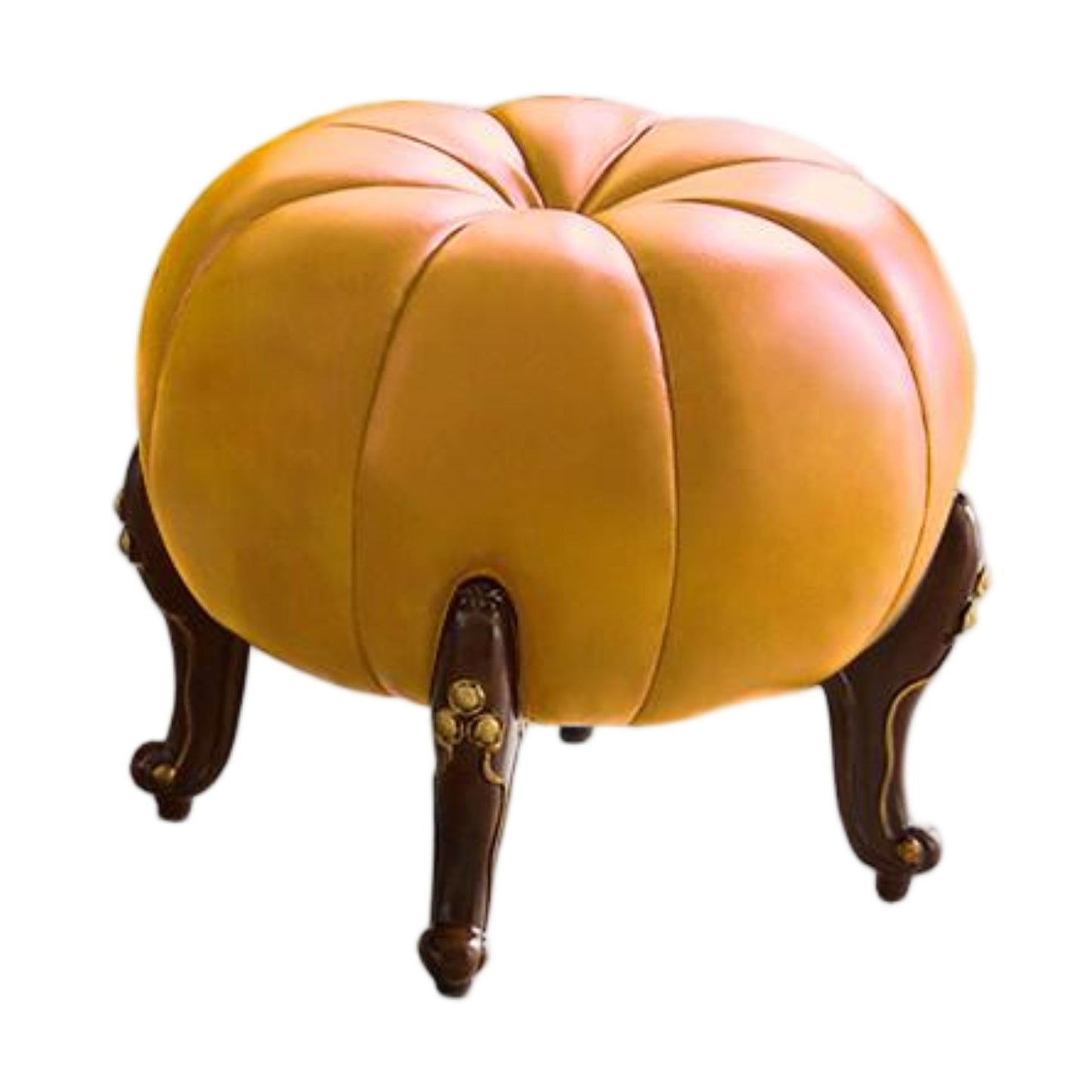 Solid Wood Leather Upholstered Ottoman Stool SKU 52005