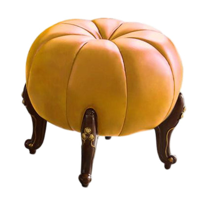 Solid Wood Leather Upholstered Ottoman Stool SKU 52005