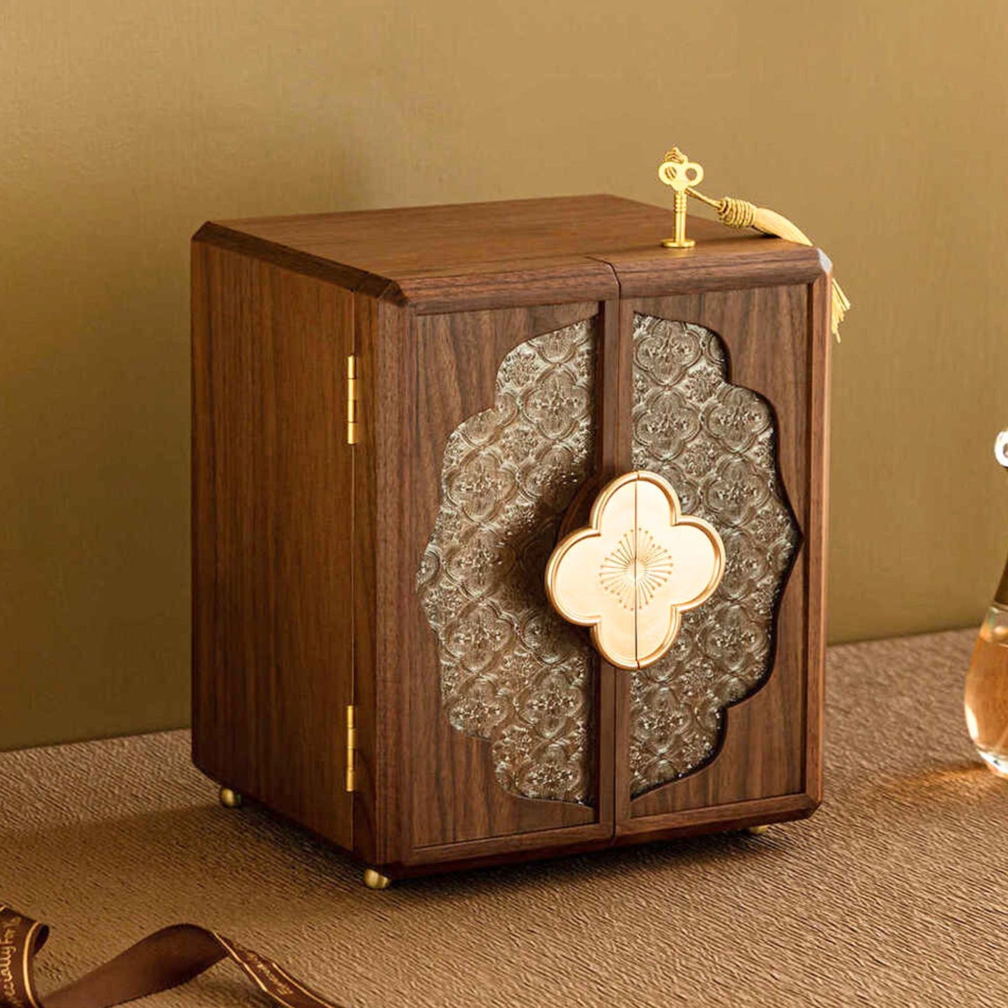 Cabinet Style Wooden Jewelry Box with Lock SKU 21137