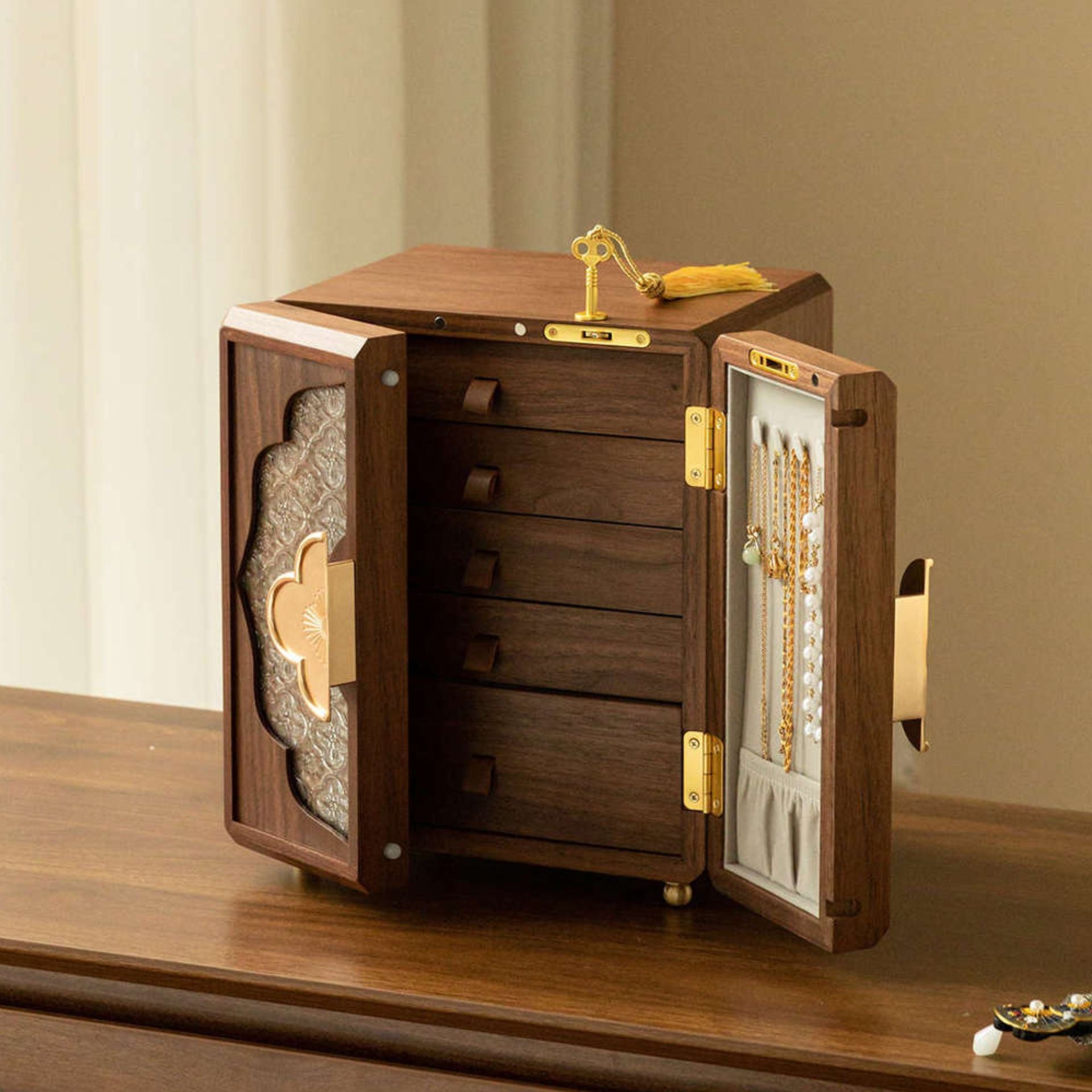 Cabinet Style Wooden Jewelry Box with Lock SKU 21137 – Unity Refresh