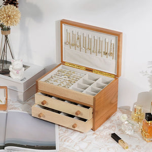 Solid Cherry Wood Jewelry Box Organizer for Women SKU 21083