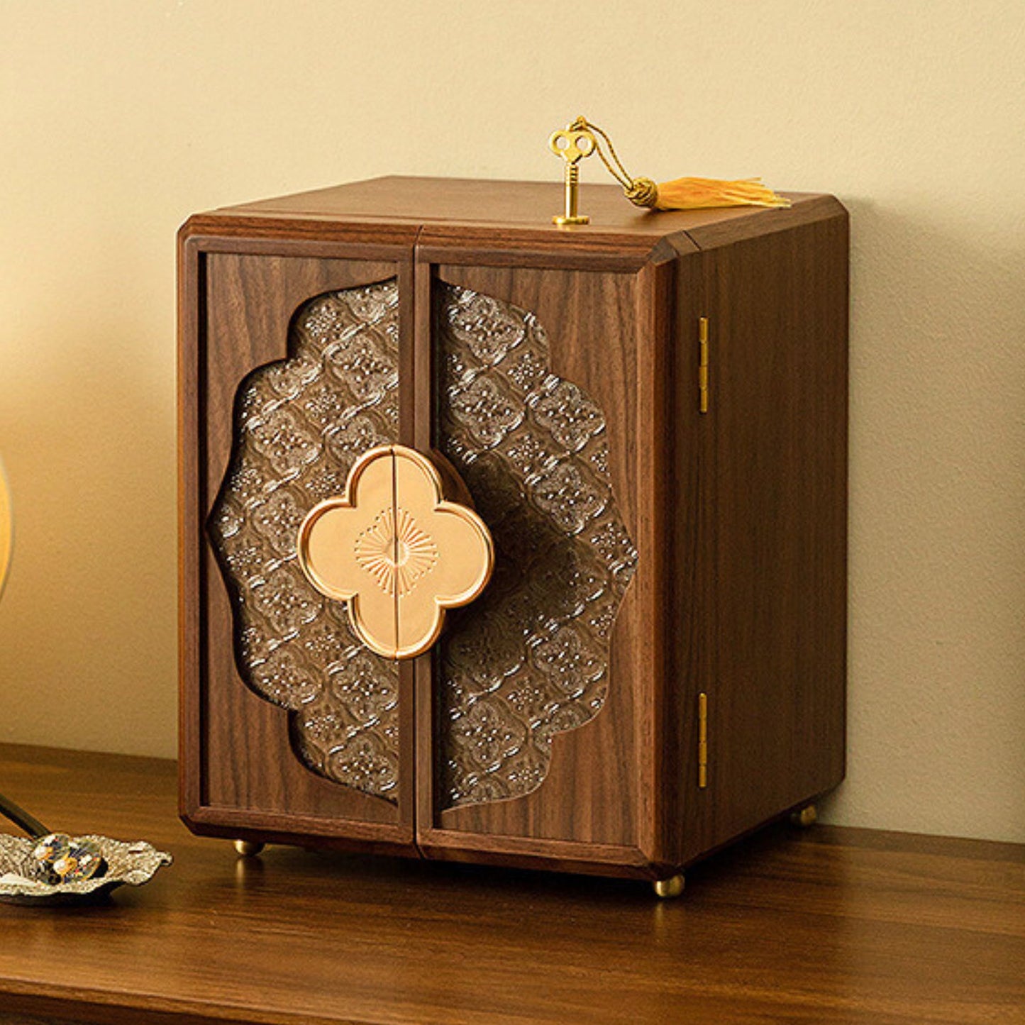 Cabinet Style Wooden Jewelry Box with Lock SKU 21137