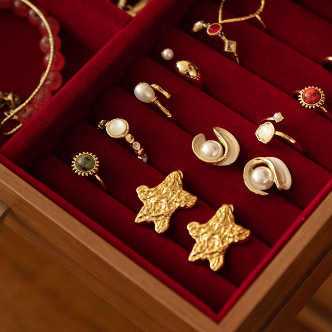 Wooden Jewelry Box with Drawers and Lock for Wedding SKU 21162
