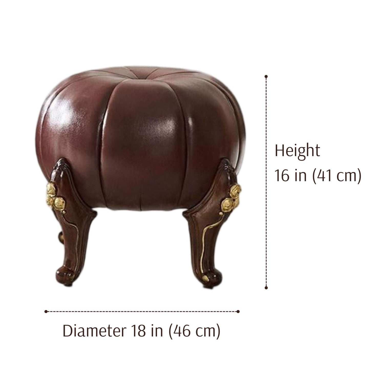 Solid Wood Leather Upholstered Ottoman Stool SKU 52005
