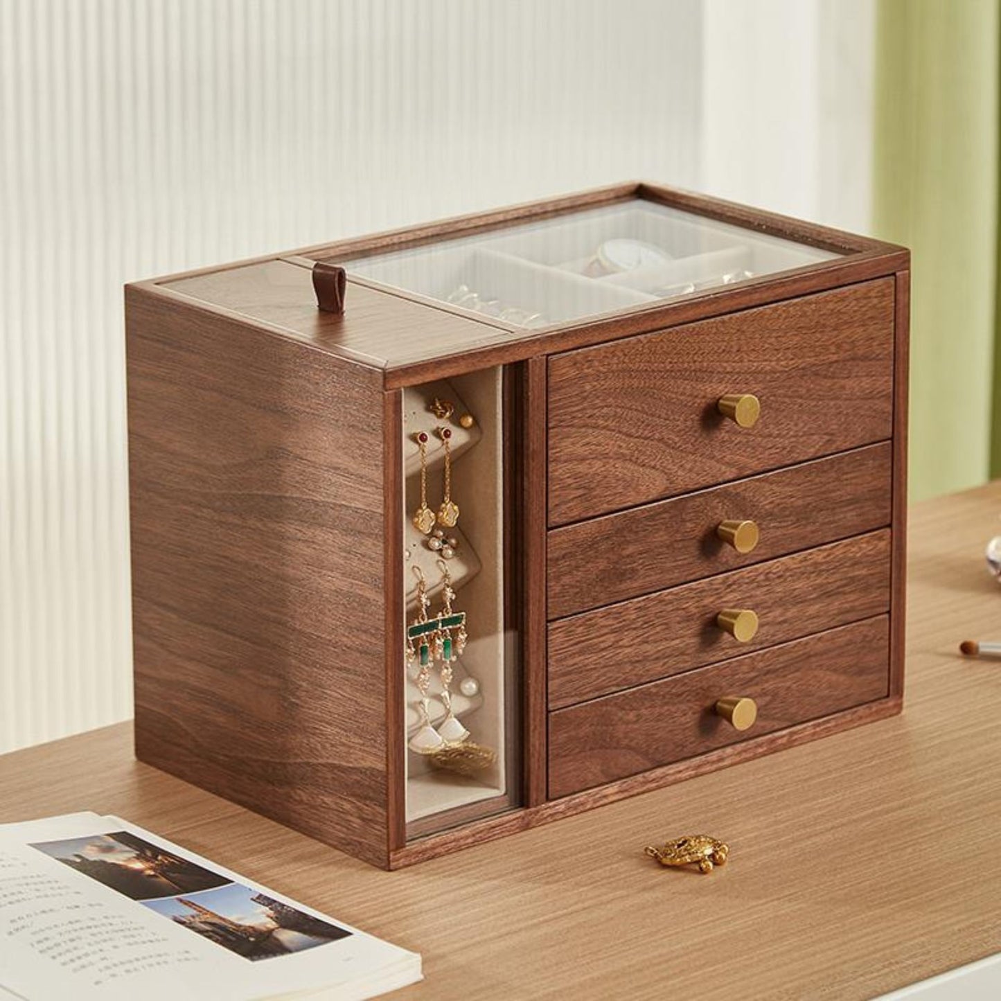 Large Wooden Jewelry Box with Drawers SKU 21115