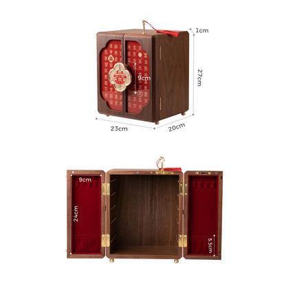 Wooden Jewelry Box with Drawers and Lock for Wedding SKU 21162