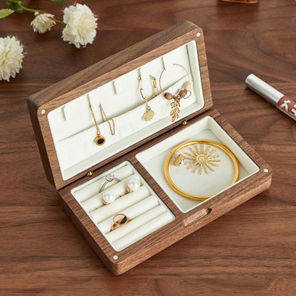 Small Wooden Jewelry Box Organizer for Home and Travel SKU 21062