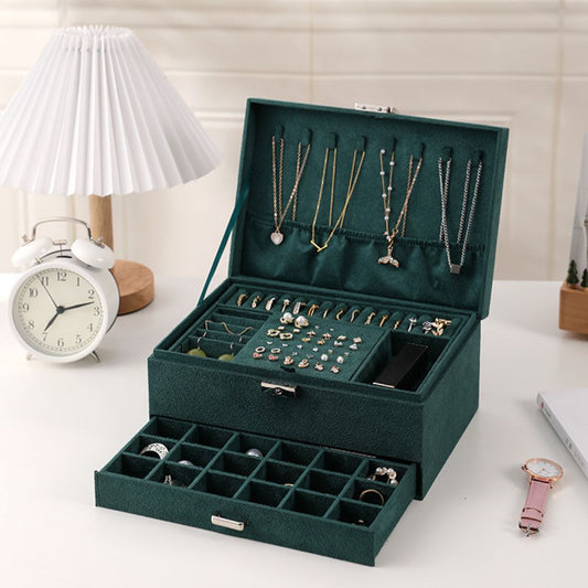 Women's Velvet Jewelry Box Organizer with Lock SKU 21066