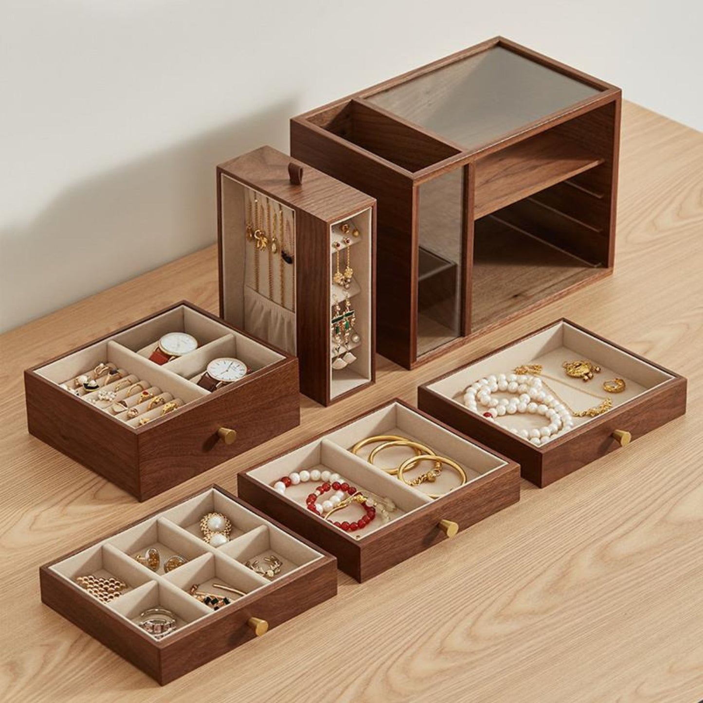 Large Wooden Jewelry Box with Drawers SKU 21115