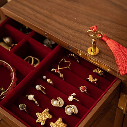 Wooden Jewelry Box with Drawers and Lock for Wedding SKU 21162