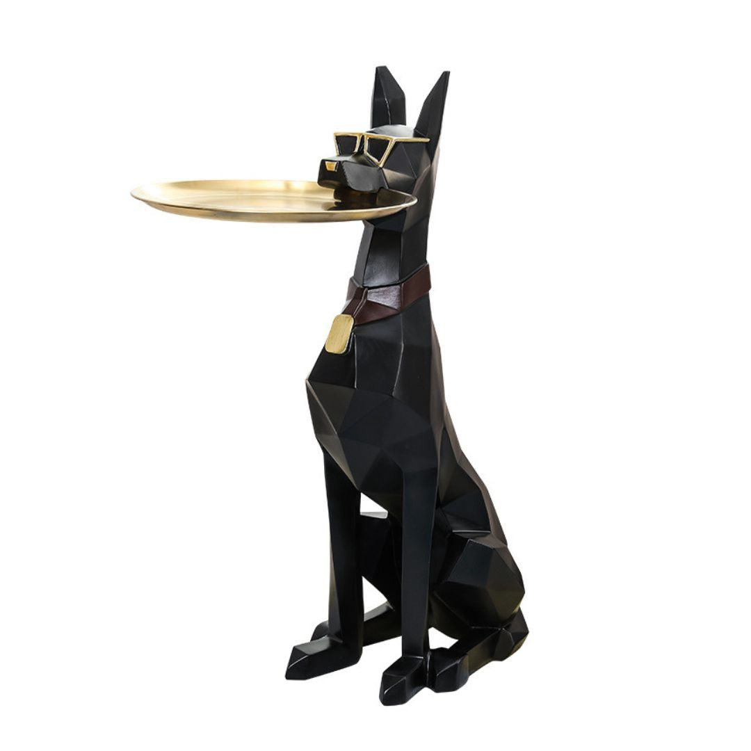 29 Inch Resin Dog Butler Statue with Tray SKU 10023