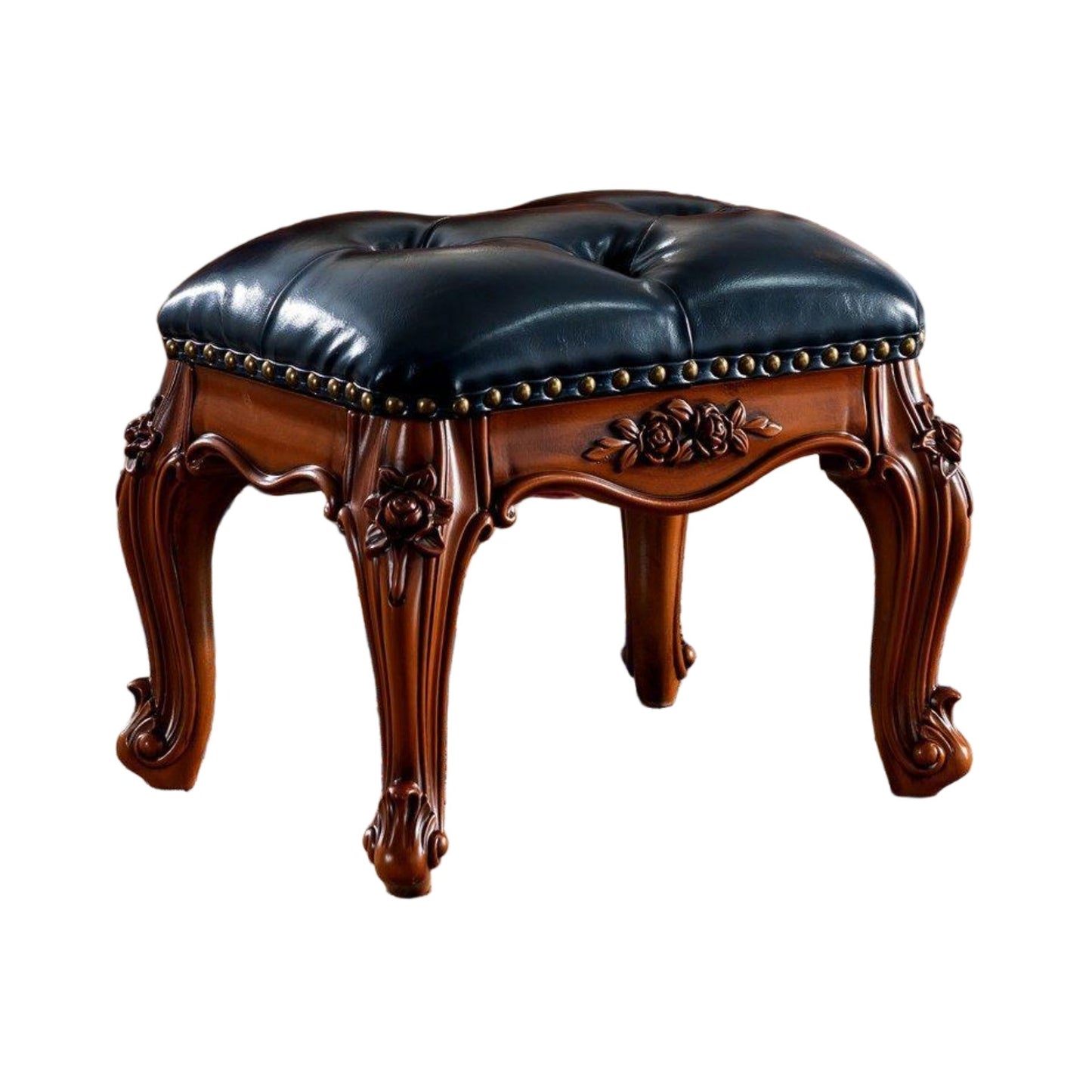 Solid Wood Upholstered Accent Stool Ottoman SKU 52001