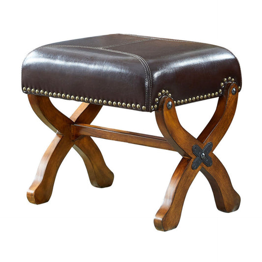 Solid Wood Upholstered Accent Stool Ottoman SKU 52006