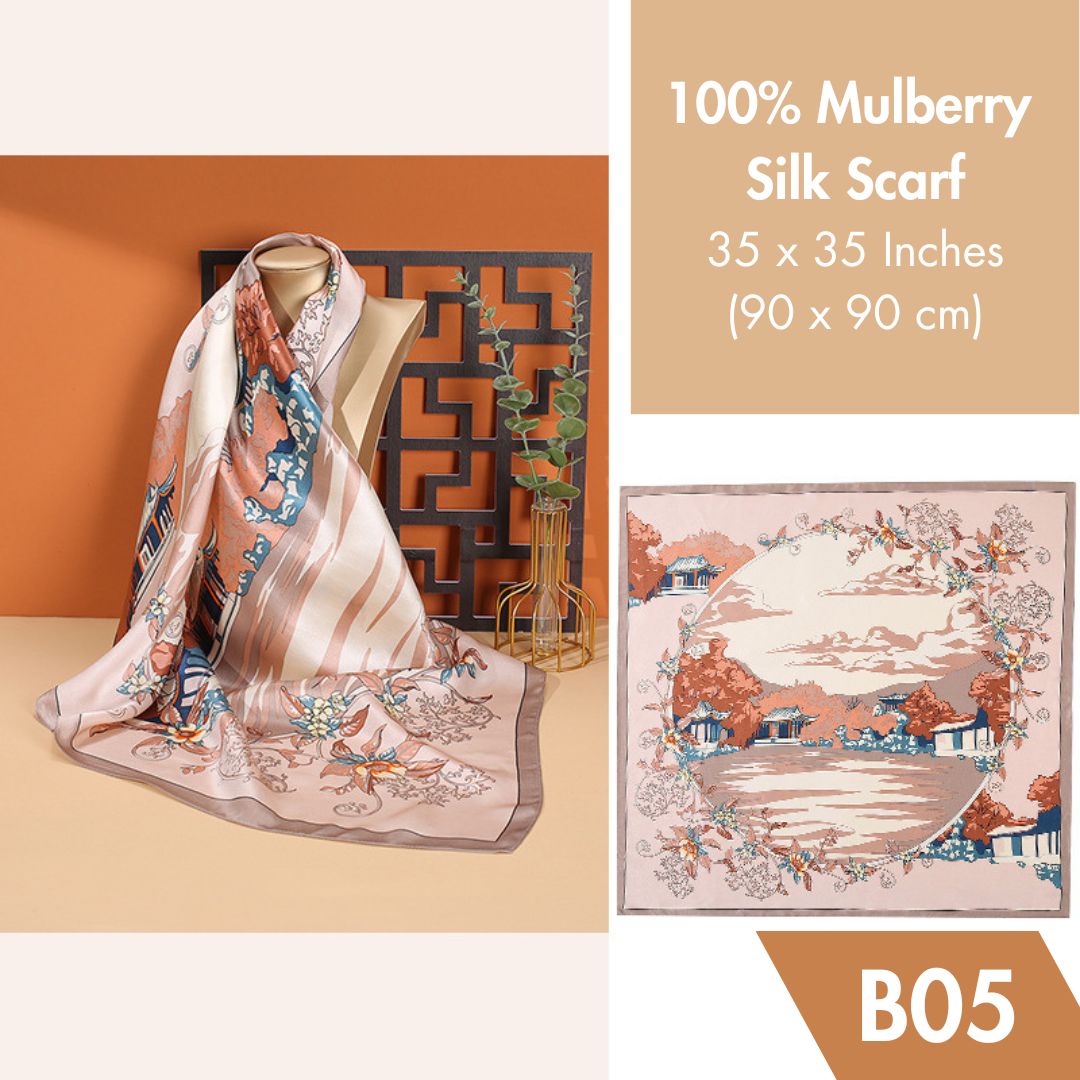 100% Mulberry Silk Scarf 35 x 35 Inches 88009