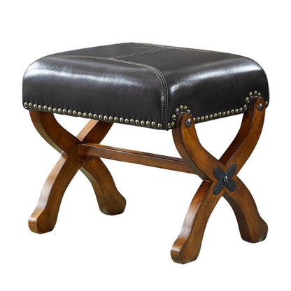 Solid Wood Upholstered Accent Stool Ottoman SKU 52006