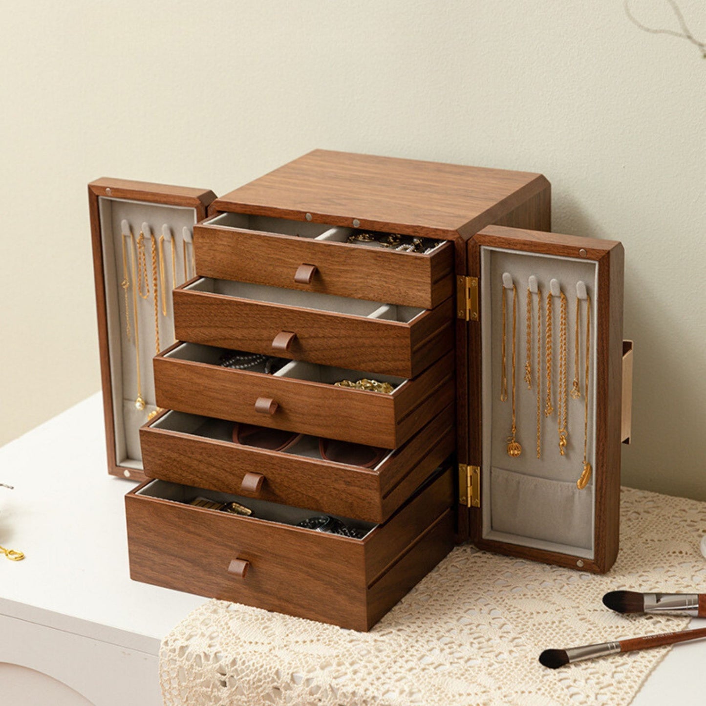 Premium Cabinet Style Wooden Jewelry Box SKU 21116