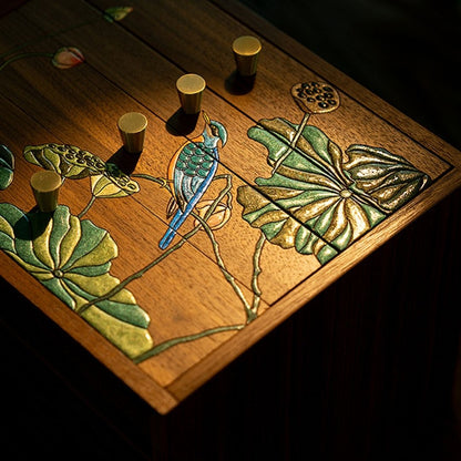 Wooden Jewelry Box with Drawers and Hand Painted Decoration SKU 21163