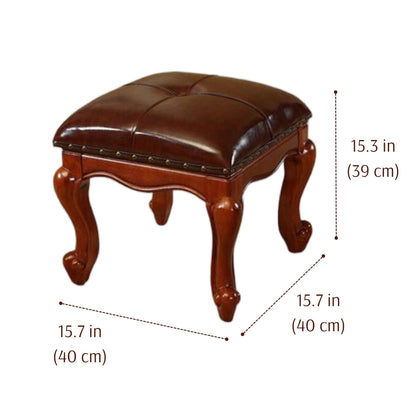 Square Wooden Upholstered Accent Stool Ottoman SKU 52007