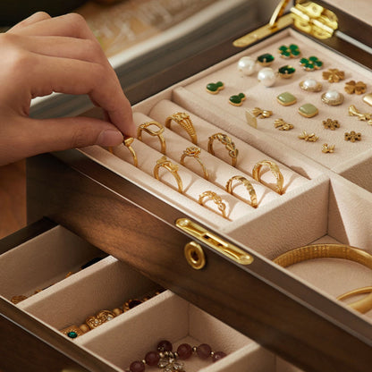Lockable Wooden Jewelry Box with Clear Lid and Drawer SKU 21187