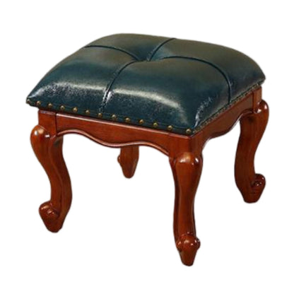 Square Wooden Upholstered Accent Stool Ottoman SKU 52007