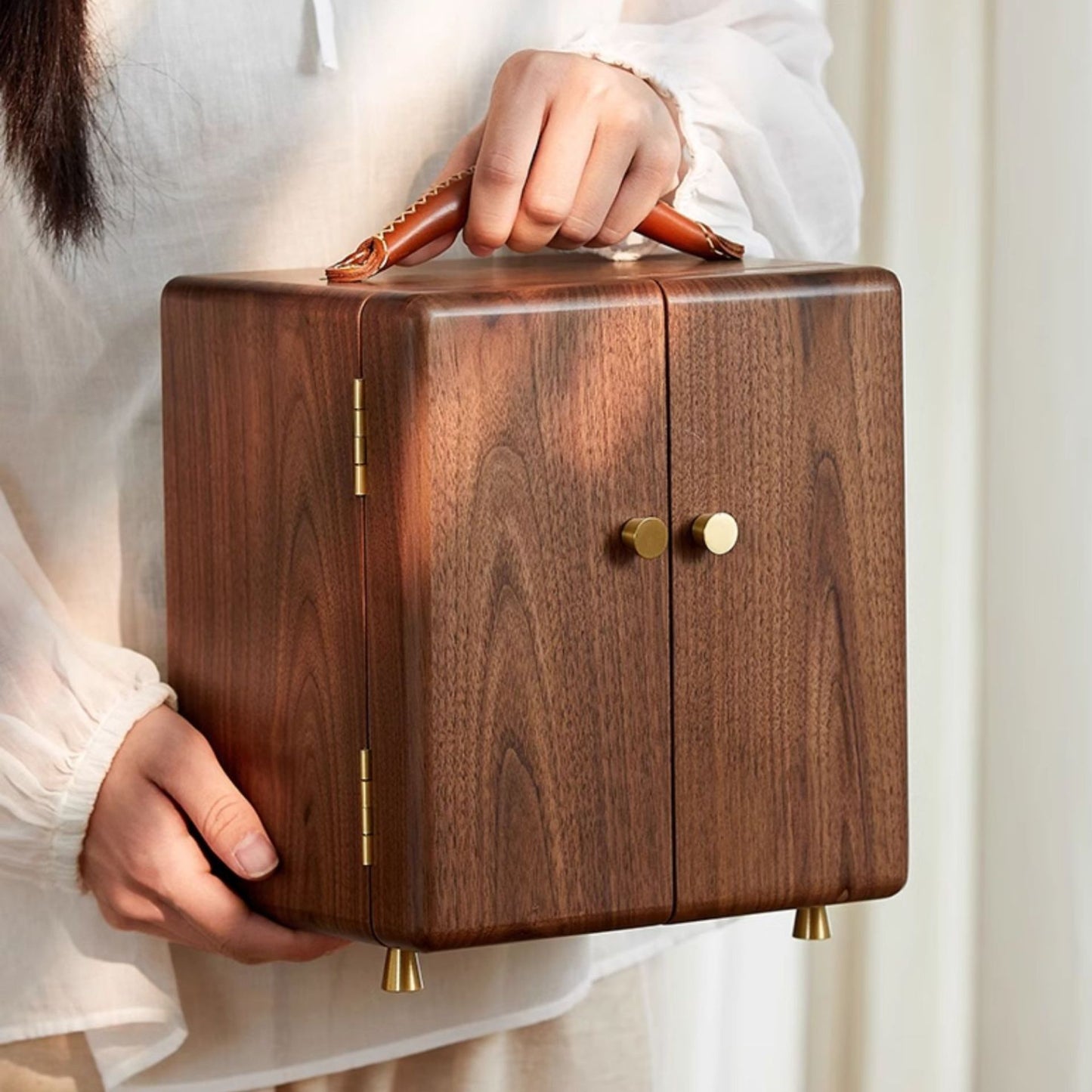 Solid Walnut Wood Jewelry Box with Drawers SKU 21128