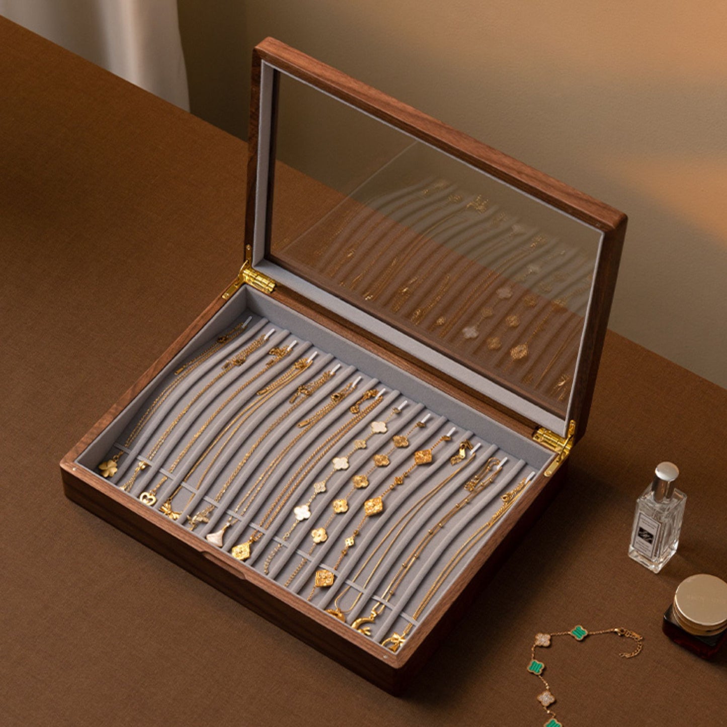 Solid Walnut Jewelry Box for Necklaces SKU 21171