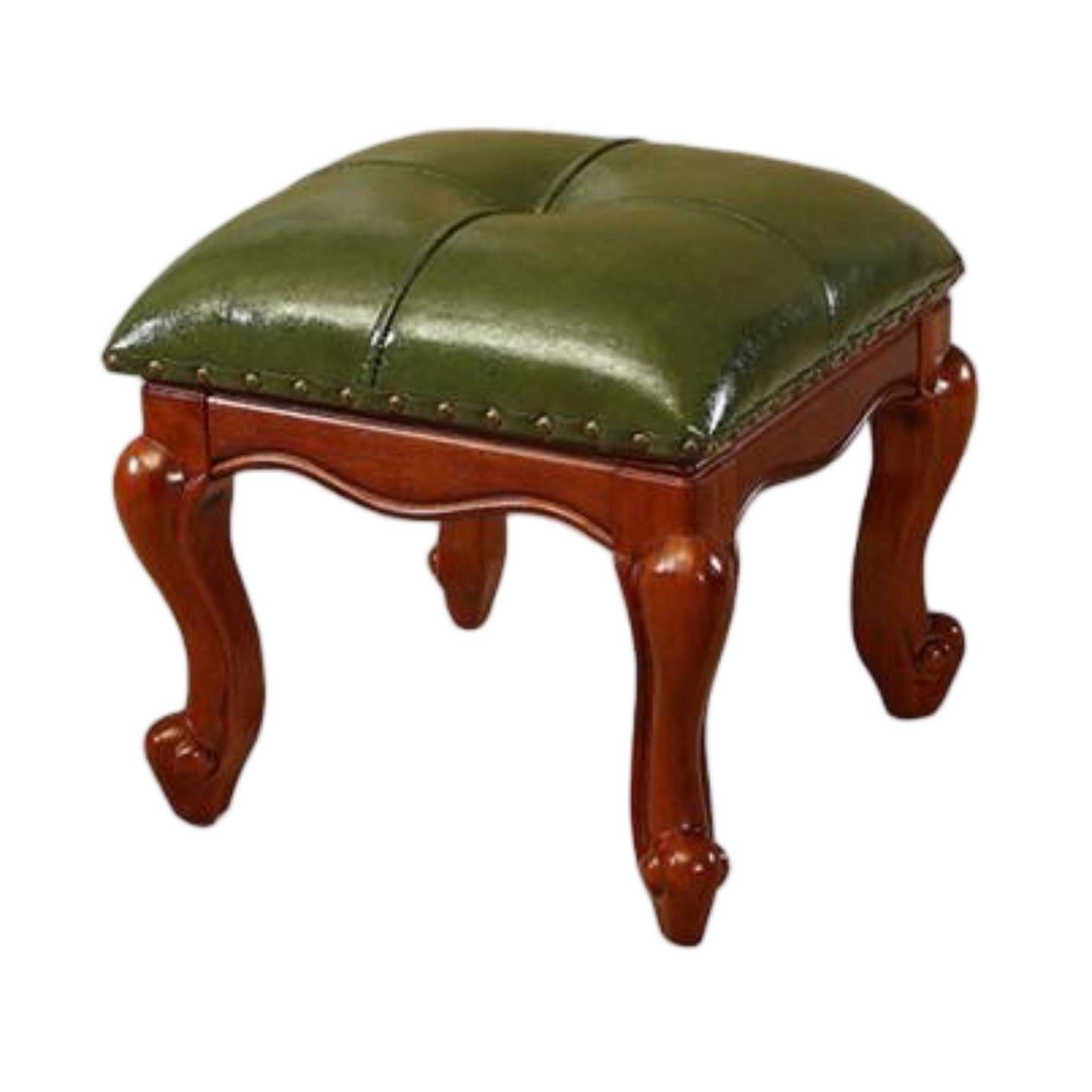 Square Wooden Upholstered Accent Stool Ottoman SKU 52007