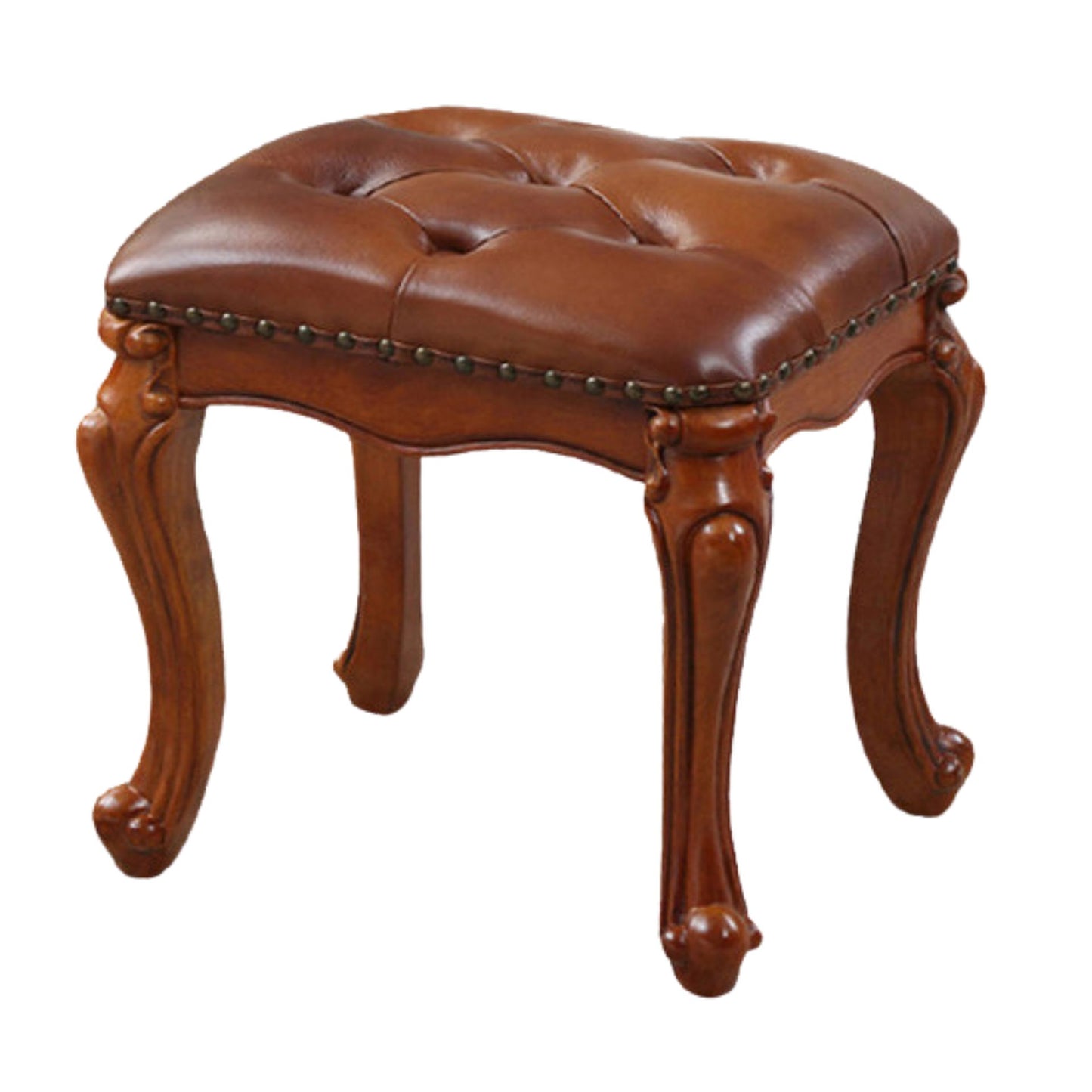 Solid Wood Upholstered Accent Stool Ottoman SKU 52011