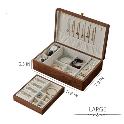 Solid Walnut Wood Jewelry Box with Removable Tray SKU 21063