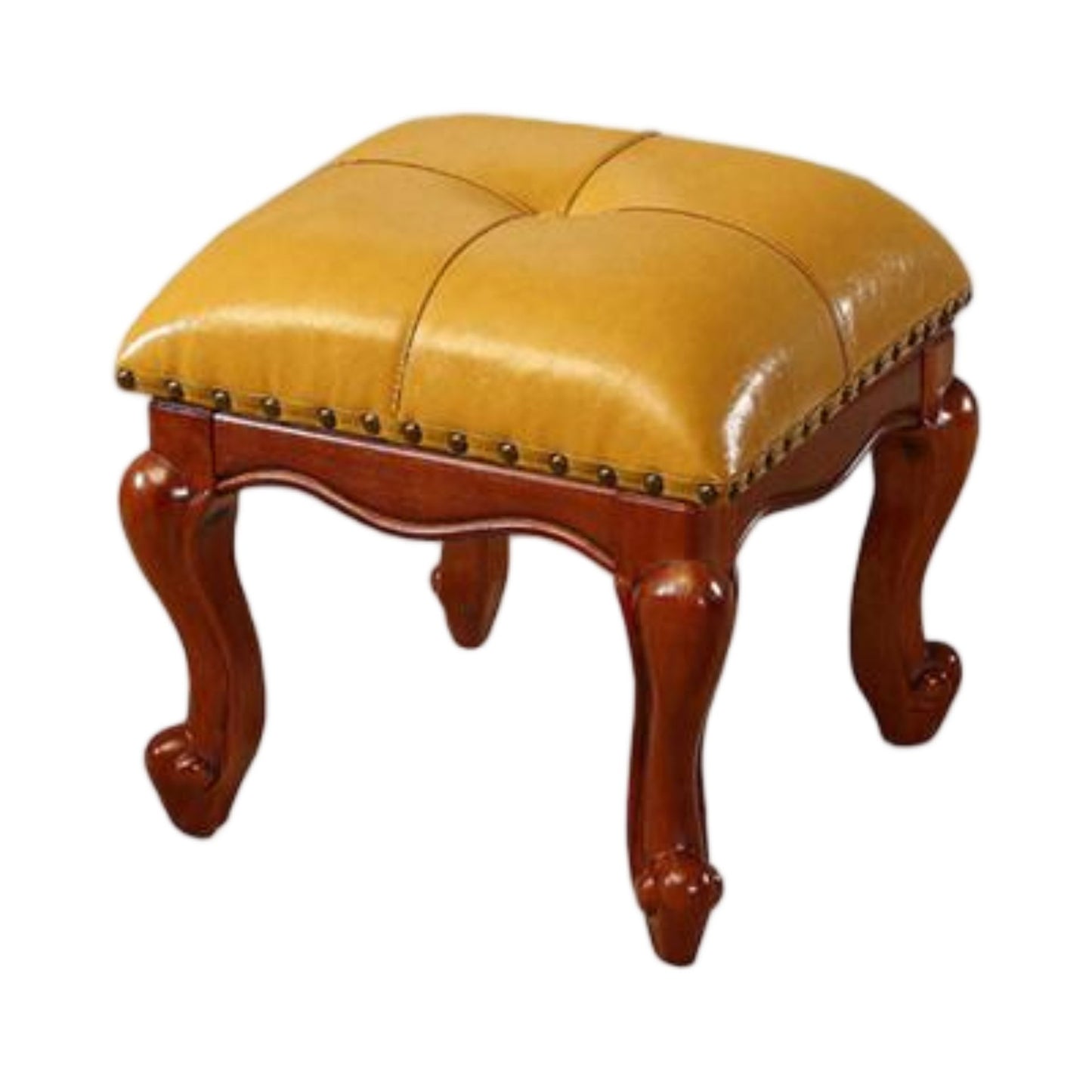 Square Wooden Upholstered Accent Stool Ottoman SKU 52007