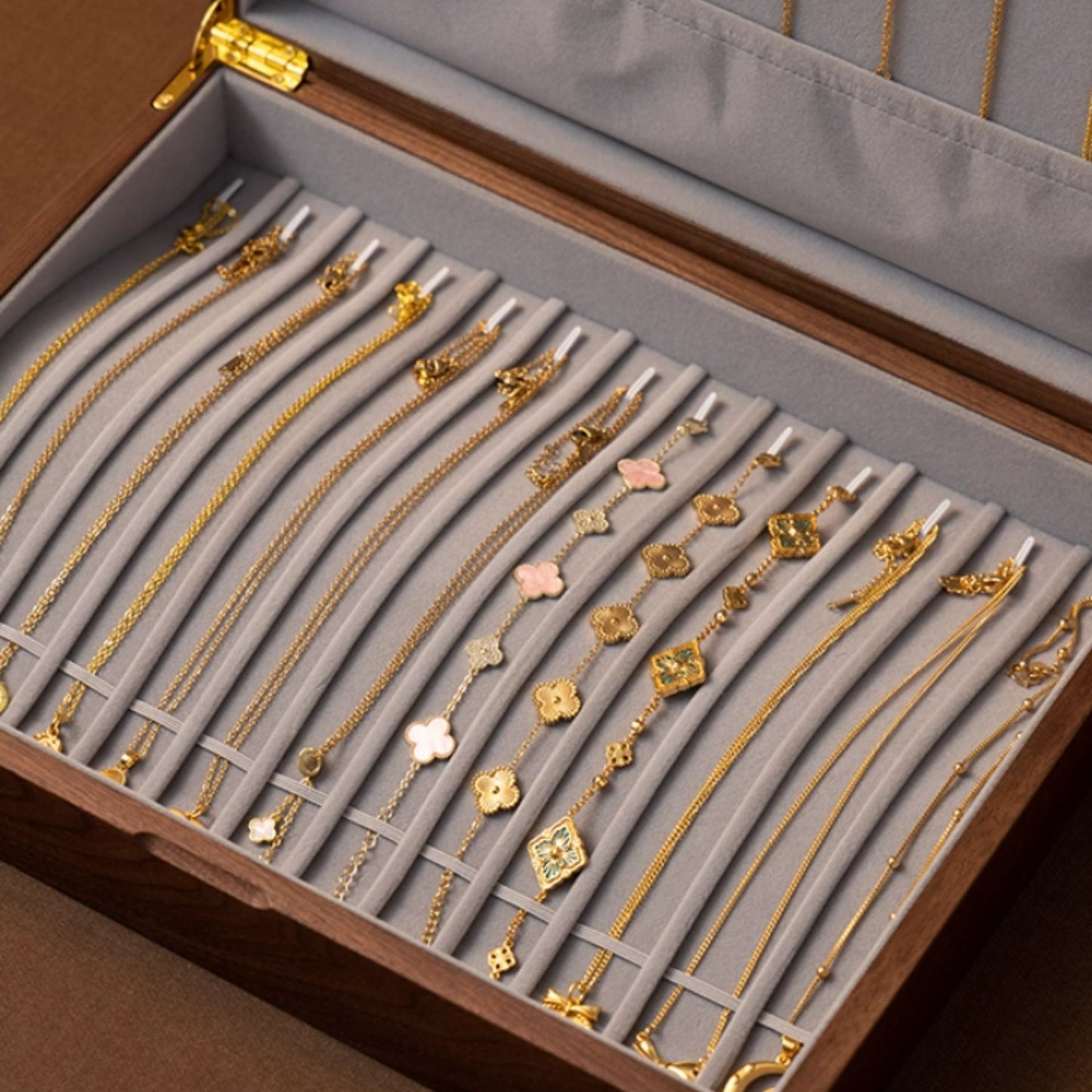 Solid Walnut Jewelry Box for Necklaces SKU 21171