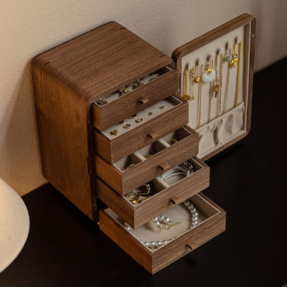 Solid Walnut Jewelry Box with Embroidery SKU 21192