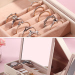 Leather Jewelry Box Organizer with Mirror for Women SKU 21068