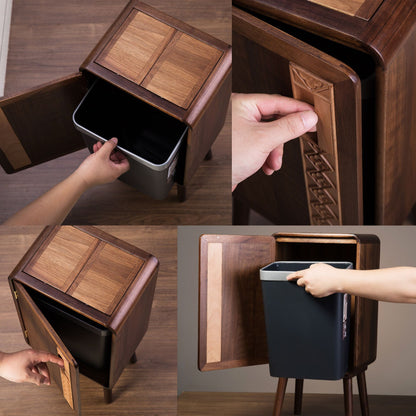 Solid Walnut Wooden Decorative Trash Bin SKU 52002