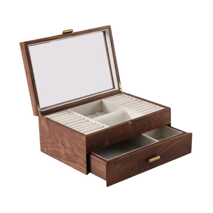 Solid Walnut Wood Jewelry Box Organizer with Necklace Holder SKU 21076