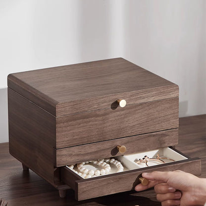 Large Walnut Veneer Jewelry Box with Drawers SKU 21107