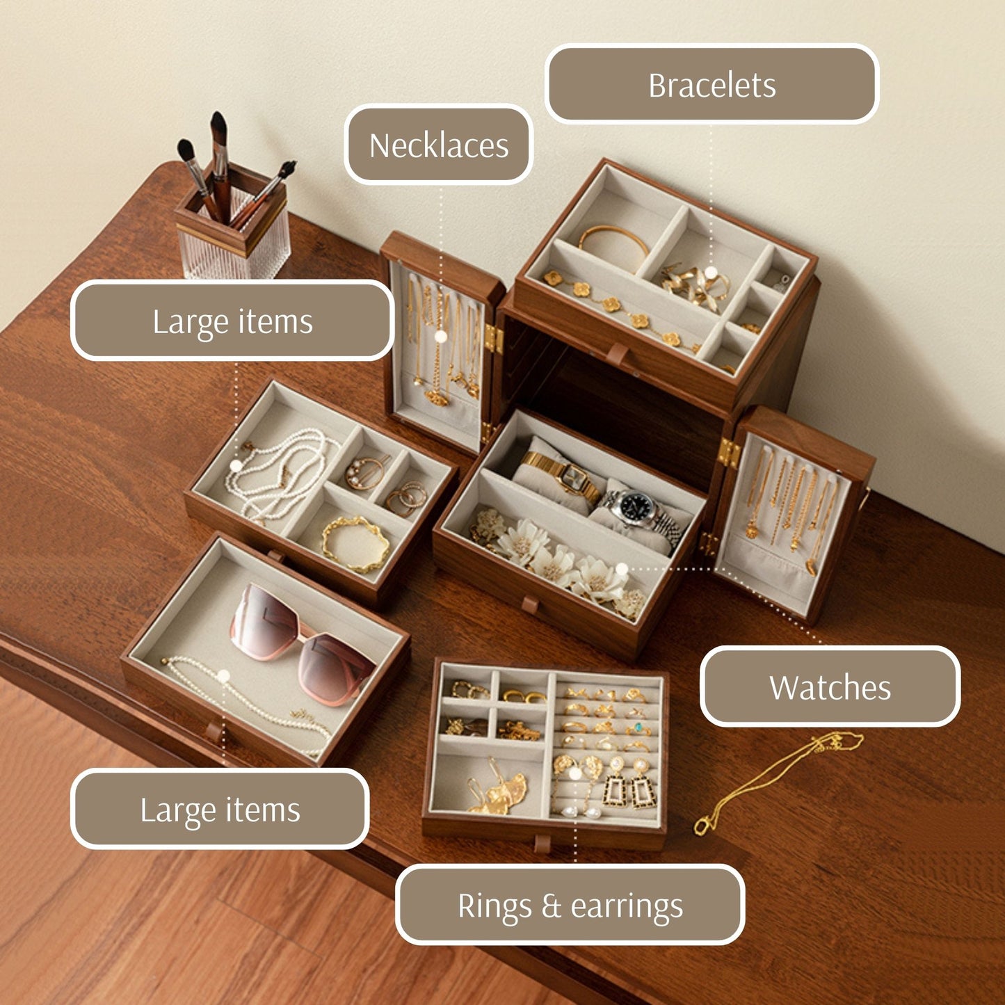 Premium Cabinet Style Wooden Jewelry Box SKU 21116