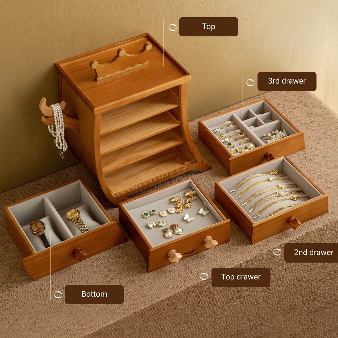 Creative Wooden Jewelry Box Organizer with Drawer SKU 21164