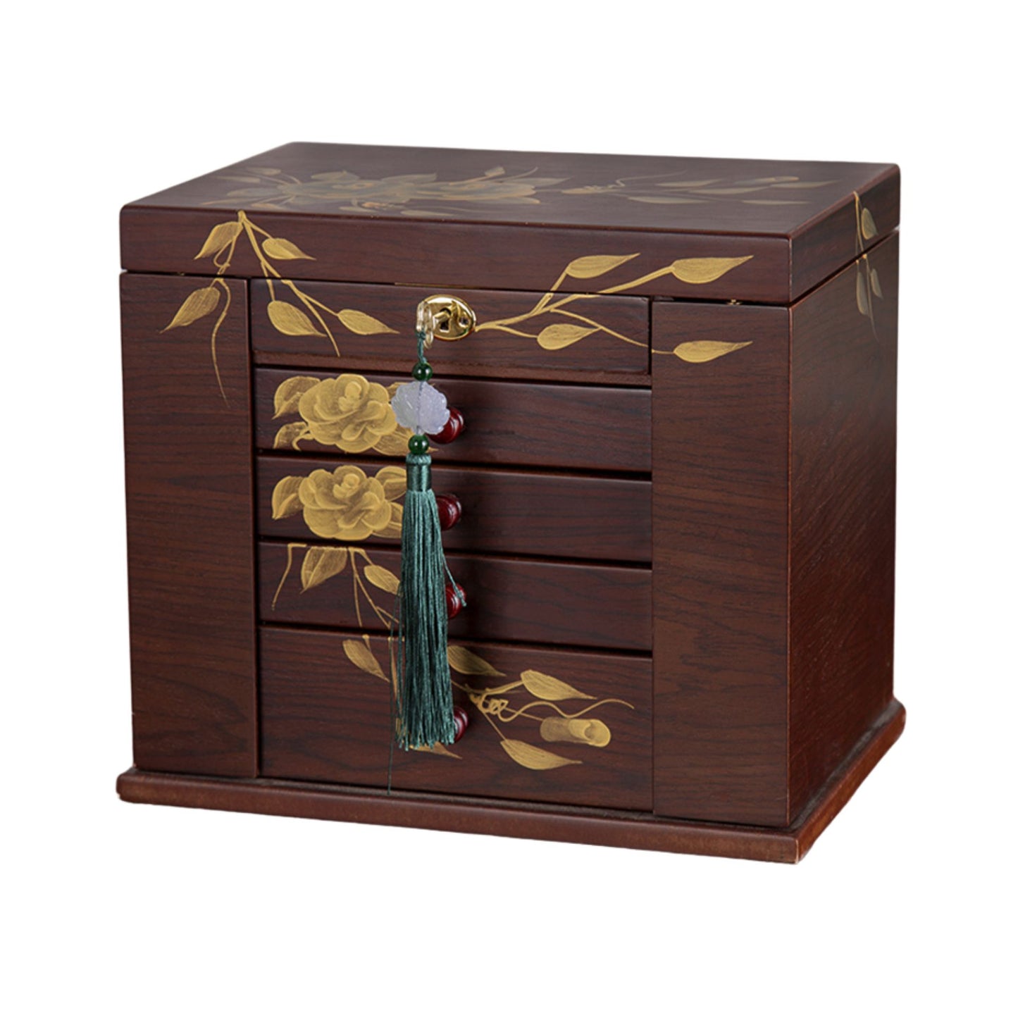 Large Wooden Jewelry Box with Hand Painted Decoration SKU 21145