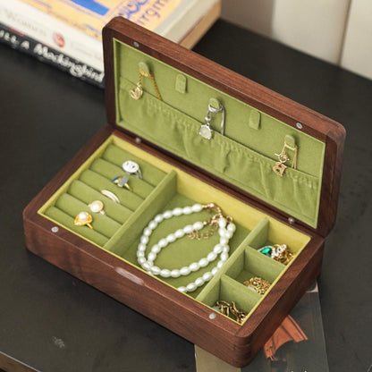 Medium Size Solid Walnut Wooden Jewelry Box SKU 21183