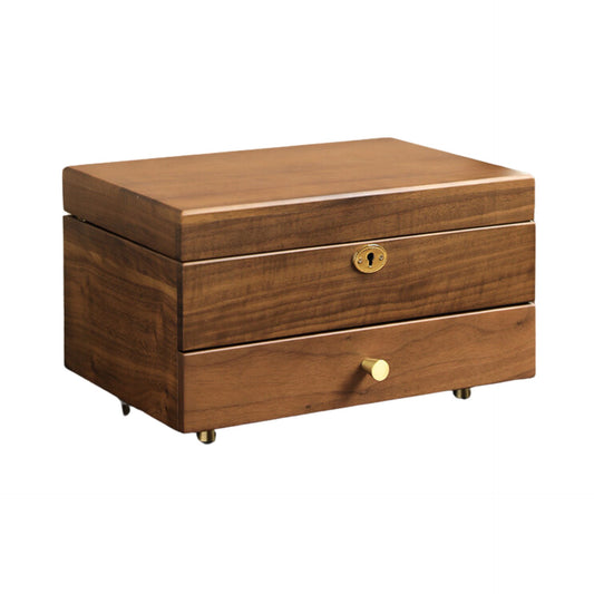 Solid Walnut Wood Jewelry Box with Lock SKU 21117